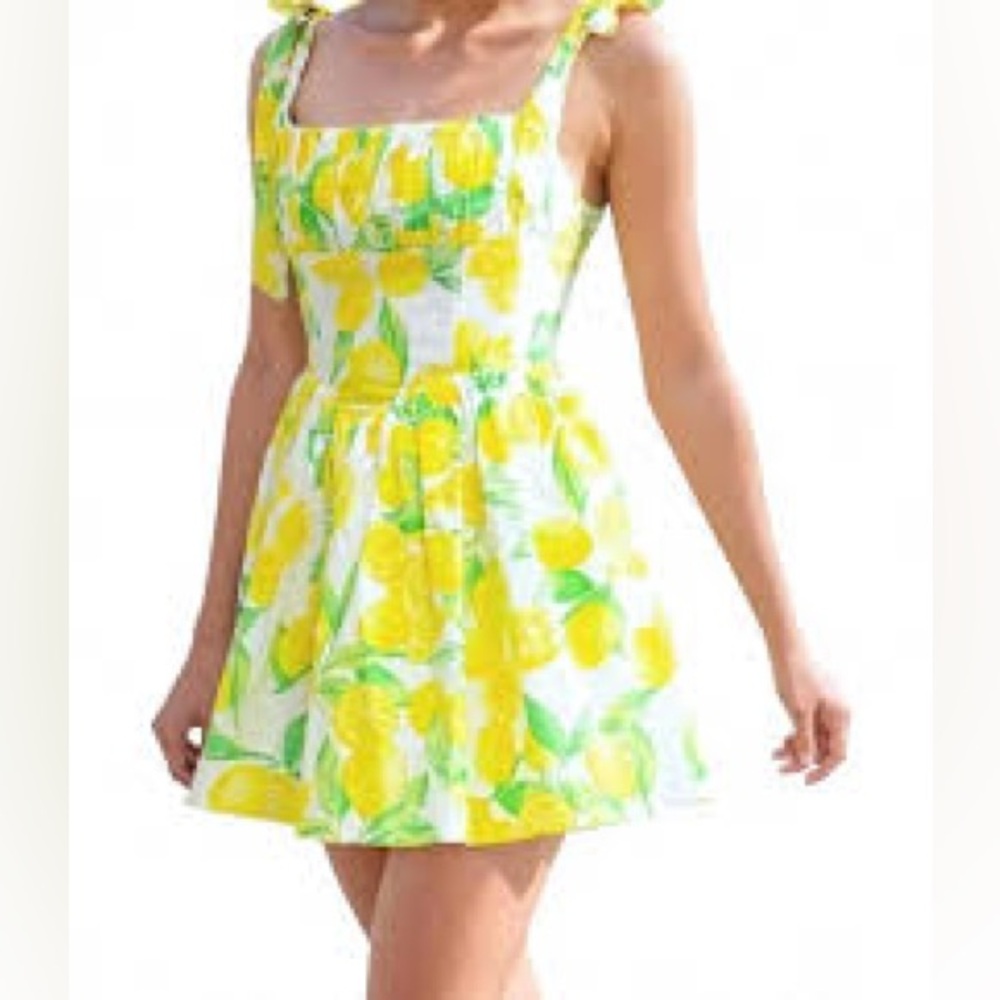 Lemon Print Corset Tie Dress